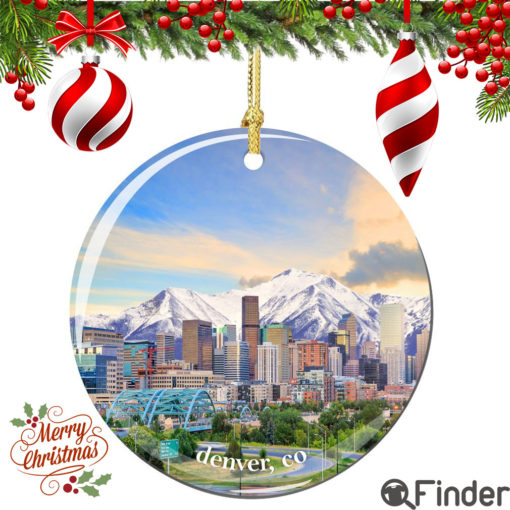 Denver Colorado Christmas Ornament Porcelain Double Sided