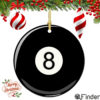 Eight Ball Christmas Ornament Porcelain Double Sided