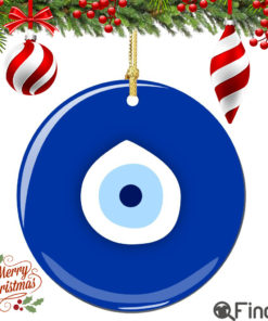 Evil Eye Christmas Ornament Porcelain Double Sided