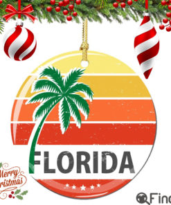 Florida Christmas Ornament Porcelain Double Sided