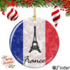 French Flag and Eiffel Tower Christmas Ornament Porcelain