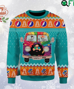 Grateful Bear Bus Ugly Christmas Sweater, Cute Bear Sweatshirt, Cartoon All Over Print Sweater, Christmas Sweater, Gift For Fan