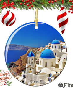 Greece Porcelain Christmas Ornament, Santorini