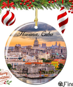 Havana Cuba Christmas Ornament Porcelain Double Sided