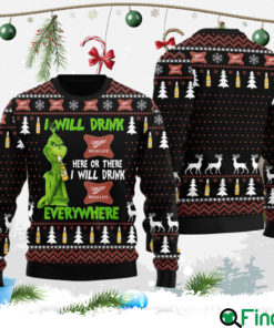 I Will Drink Miller High Life Everywhere Christmas Ugly Sweater