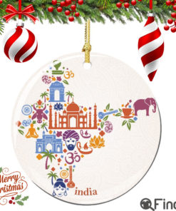 India Christmas Ornament Porcelain Double Sided