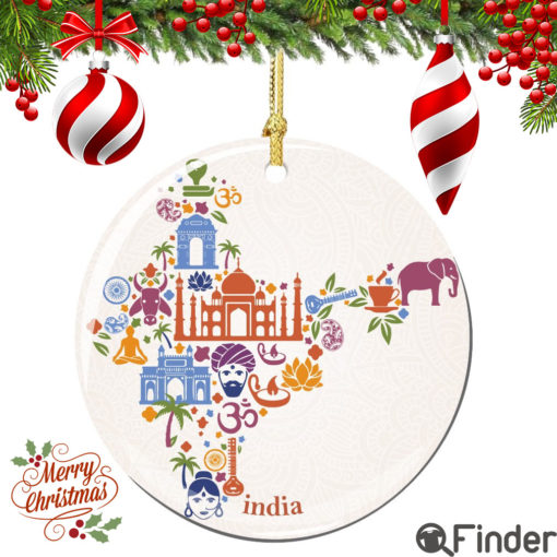 India Christmas Ornament Porcelain Double Sided