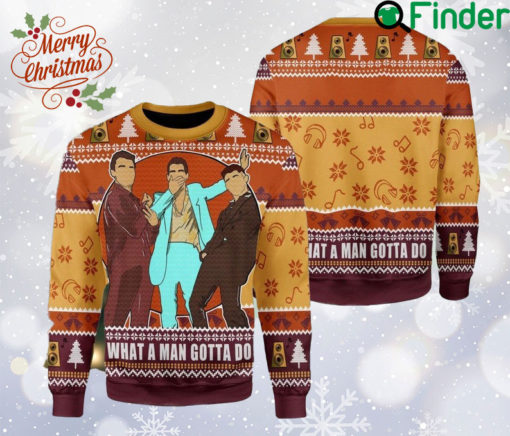 Jonas Brothers What A Man Gotta Do Ugly Xmas Sweater, 5 Album 1 Night Sweatshirt, The Tour 2023, Pop Rock Band Sweater