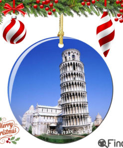 Leaning Tower of Pisa Christmas Ornament Porcelain