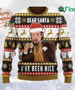 Leo Meme Dear Santa Ugly Xmas Sweater, Leo nardo Dica prio Laughing Meme All Over Print Sweatshirt, Woolen Sweatshirt, Christmas Gift