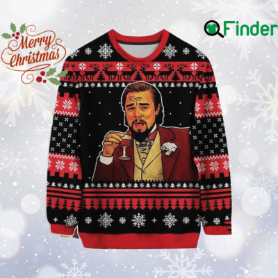 Leo nardo Dica prio Laughing Meme Ugly Xmas Sweater, Leo Meme All Over Print Sweatshirt, Woolen Christmas Sweatshirt, Christmas Gift