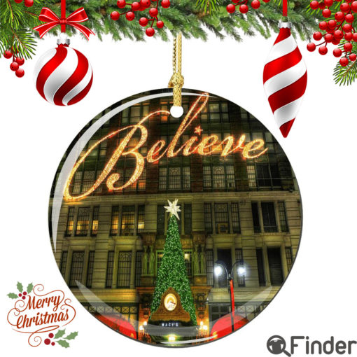 Macy's Christmas Ornament, Porcelain Believe