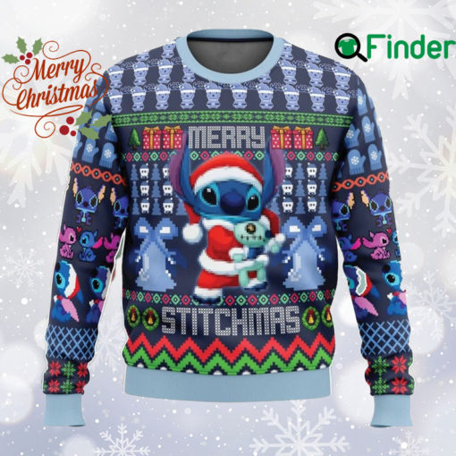 Merry Stitchmas Ugly Christmas Sweater, Disney Cartoon Sweatshirt, Stitch and Lilo All Over Print Sweater