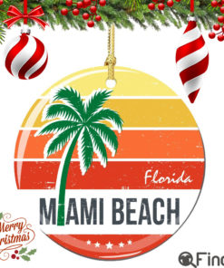 Miami Beach Florida Christmas Ornament Porcelain Double Sided