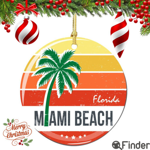 Miami Beach Florida Christmas Ornament Porcelain Double Sided