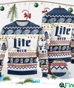 Miller Lite Beer White Ugly Christmas Sweater