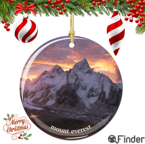 Mount Everest Christmas Ornament Porcelain Double Sided