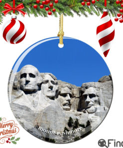 Mount Rushmore Christmas Ornament Porcelain