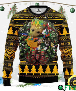 NFL Boston Bruins Groot Hug Christmas Ugly Sweater