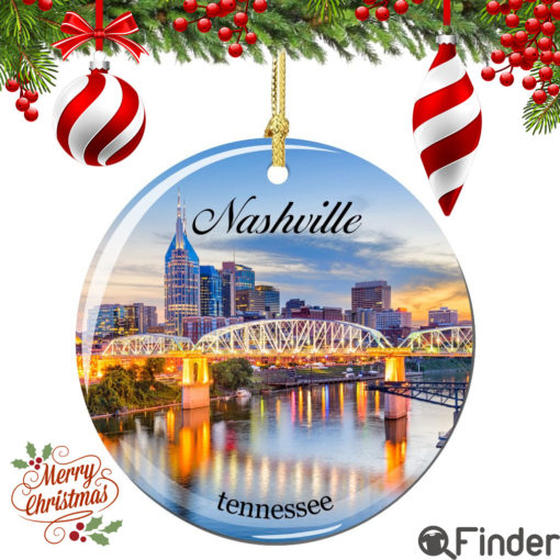 Nashville Christmas Ornament Porcelain Double Sided