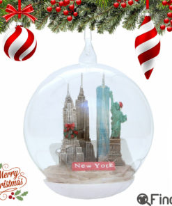 New York City Glass Christmas Ornament, Landmarks Memory Globe