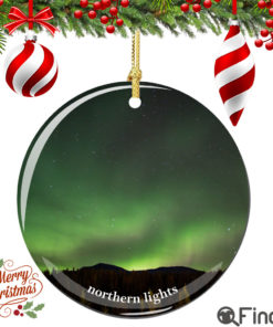 Northern Lights Christmas Ornament Porcelain Double Sided