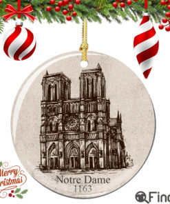 Notre Dame Christmas Ornament Porcelain Double Sided