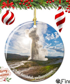 Old Faithful Yellowstone Christmas Ornament Porcelain