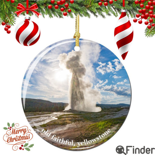 Old Faithful Yellowstone Christmas Ornament Porcelain