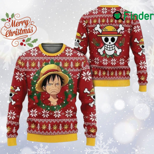 One Pie ce Ugly Christmas Sweater, Anime Winter Xmas Sweatshirts, Japanese Manga All Over Printed Sweater, Japanese Cartoon Sweaters