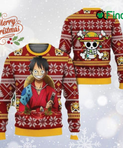 One Piece Ugly Christmas Sweater, Anime Winter Xmas Sweatshirts, Japanese Manga All Over Printed Sweater, Japanese Cartoon