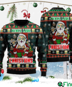 Peace Love Hippie Santa Claus Cute Christmas Gift Ugly Christmas Sweater