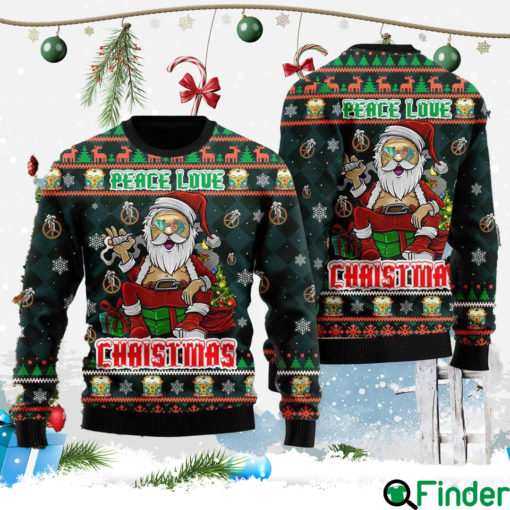 Peace Love Hippie Santa Claus Cute Christmas Gift Ugly Christmas Sweater