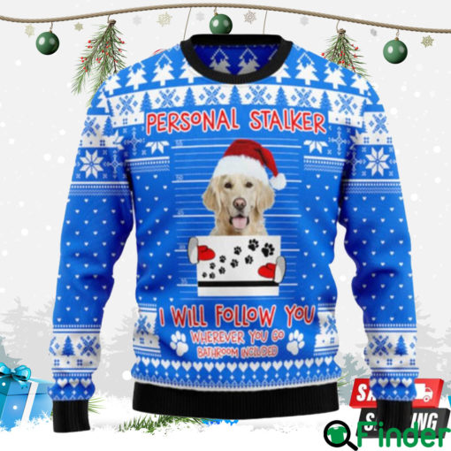 Personal Stalker Golden Retriever Ugly Christmas Sweater