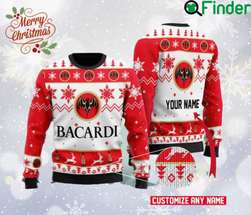 Personalized Bacardi Ugly Christmas Sweater, Bacardi Wine Sweatshirt, Wine Logo All Over Print Sweater, Xmas Sweater