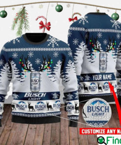 Personalized Busch Light Ugly Christmas Blue White Sweater