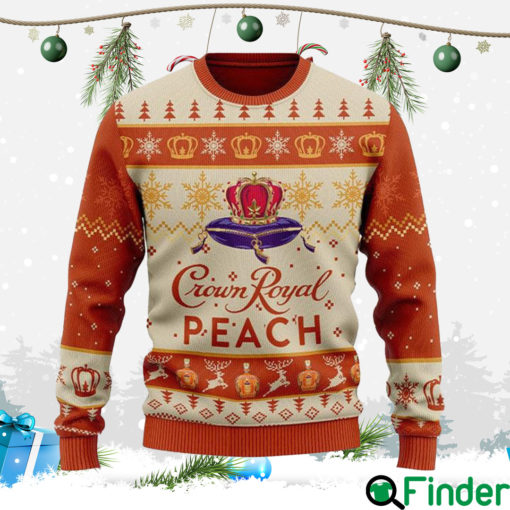 Personalized Peach Crown Royal Ugly Christmas Hoodie Sweater