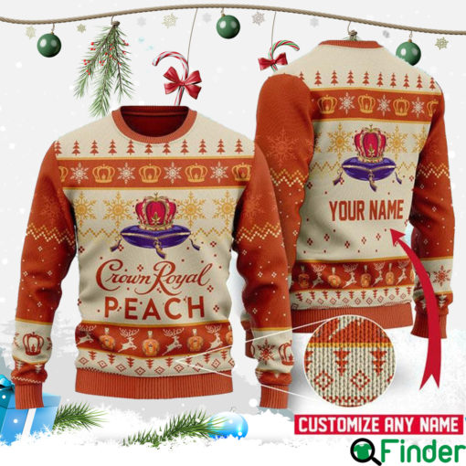 Personalized Peach Crown Royal Ugly Christmas Sweater