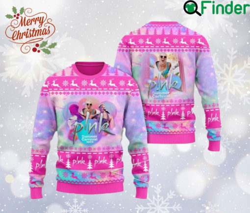 Pink Summer Carnival 2023 Tour Ugly Xmas Sweater, Trustfall Album All Over Print Sweater, Pink Singer Sweatshirt, Gift For Fan, Xmas Gift