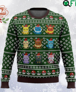 Pokemon Eevee Evolutions Ugly Christmas Sweater, Manga All Over Print Sweatshirt, Anime Cartoon Characters Ugly Sweater