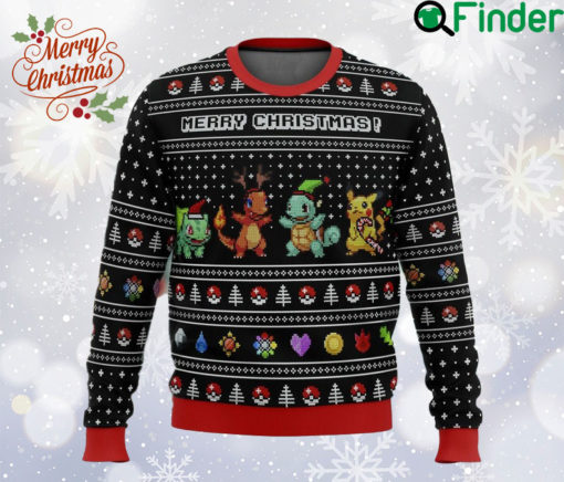 Pokemon Kanto Starters Ugly Christmas Sweater, Manga All Over Print Sweatshirt, Anime Cartoon Characters Ugly Sweater