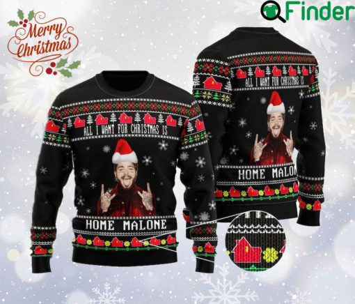 Post Malone Ugly Christmas Sweater, Home Malone All Over Print Sweater, Ghost Malone Xmas Sweatshirt, Music Ugly Sweater, Christmas Gift