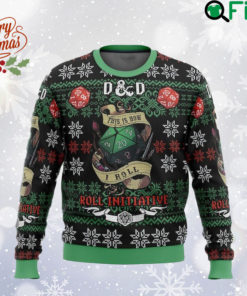 Roll Initiative DnD Ugly Christmas Sweater, Dungeons Dragons Sweatshirt, Role playing Game All Over Print Sweater