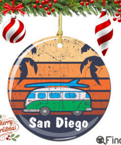 San Diego Bus Christmas Ornament Porcelain Double Sided