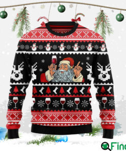 Santa Claus And Wine Ugly Christmas Sweater