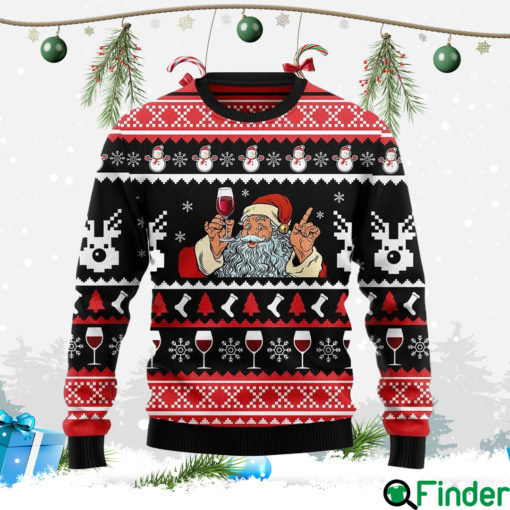 Santa Claus And Wine Ugly Christmas Sweater