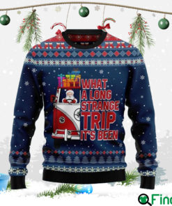 Santa Claus Hippie Bus What A Long Strange Trip Its Been Ugly Christmas Sweater