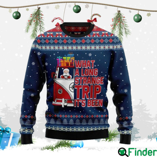 Santa Claus Hippie Bus What A Long Strange Trip Its Been Ugly Christmas Sweater
