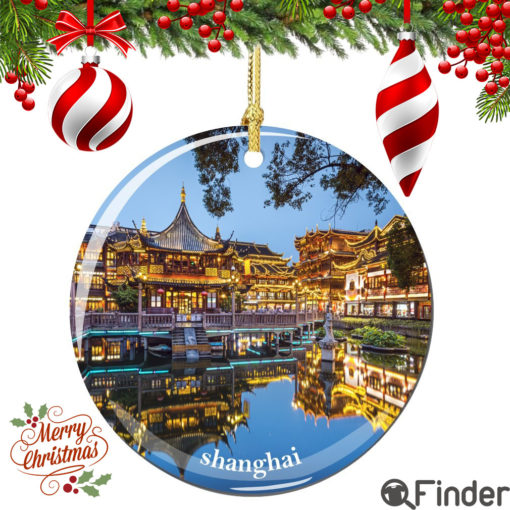 Shanghai Christmas Ornament Porcelain Double Sided