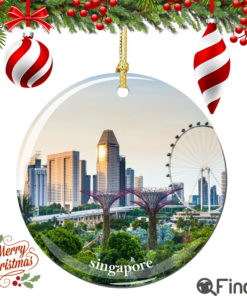 Singapore Christmas Ornament Porcelain Double Sided